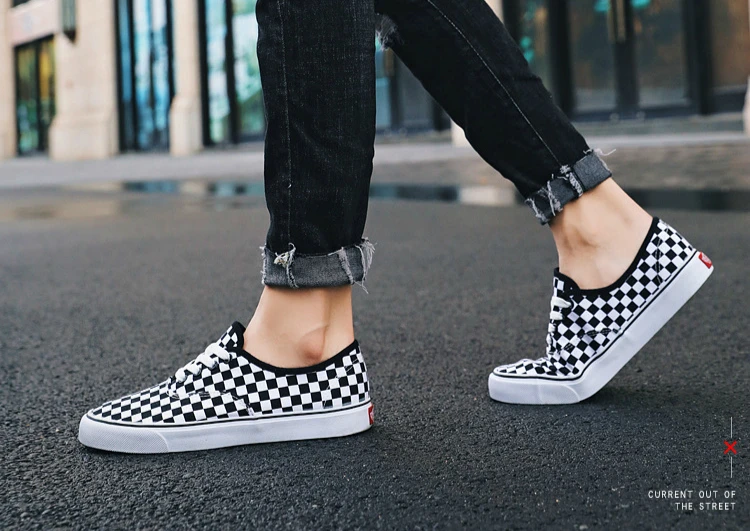 Unisex Brand Women Shoes Flats Canvas Shoes Woman Breathable Lace-up Plaid Vulcanize Shoes Shallow Casual Sneakers High Quality