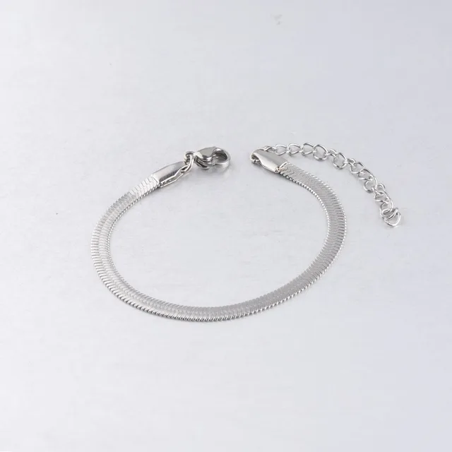 New Fashion Charm Stainless Steel Flat Snake Bone Chain Bracelet His and Hers Jewelry Base Bracelet for Women Men Wholesale Bulk Sliver 4mm