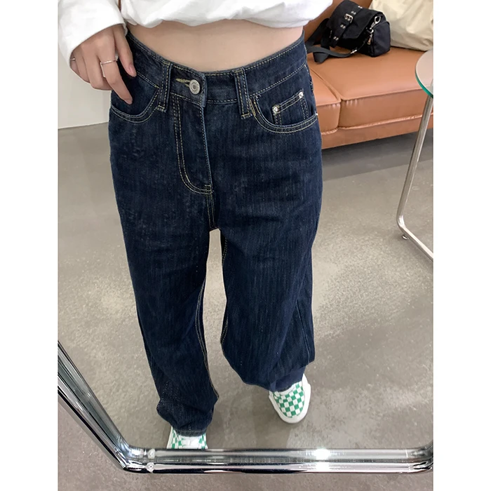 Vintage High Waist Women Blue Jeans Korean Fashion Streetwear Wide Leg Jean Female Denim Trouser Straight Baggy Mom Denim Pants amiri jeans