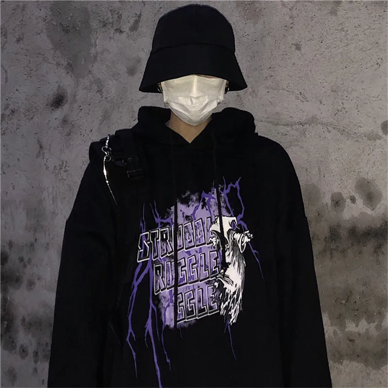Focal20 уличная Harajuku молния письмо Женская флисовая толстовка с капюшоном повседневные свободные женские флисовые толстовки Осенние женские топы
