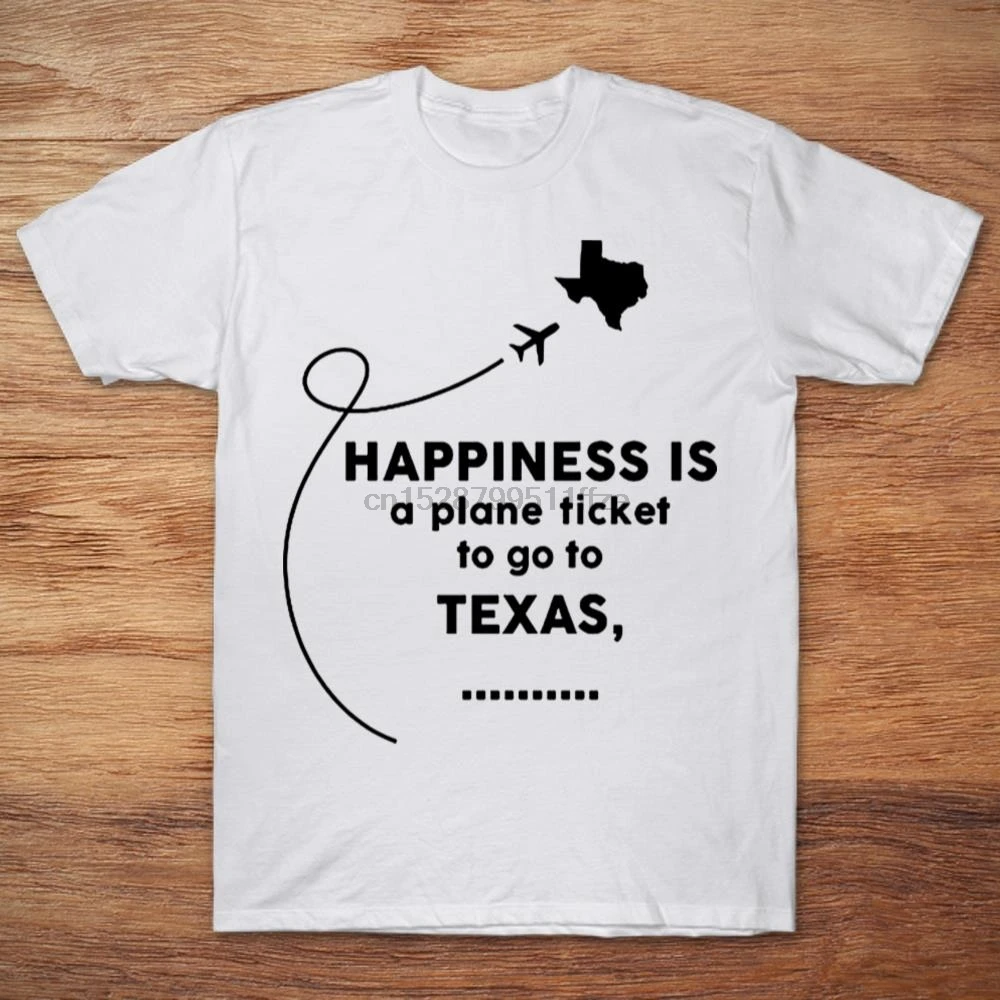 Футболка с надписью Happiness Is A Airline To Go Texas | Мужская одежда
