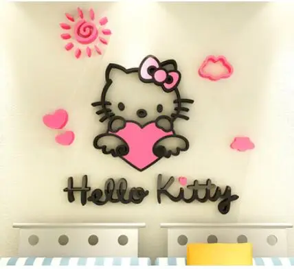 3D Новые DIY HelloKitty стереоскопические наклейки для стен для детской комнаты акриловый кристалл мультфильм спальня фон 3D украшение стены - Цвет: A1