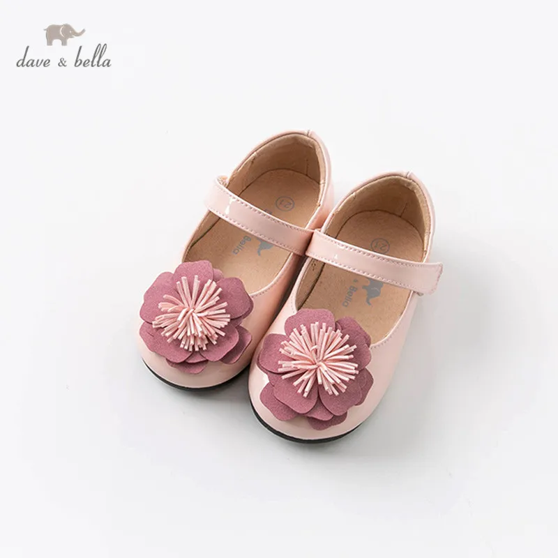 DB12851 Dave Bella spring baby girl floral leather shoes children brand pink shoes