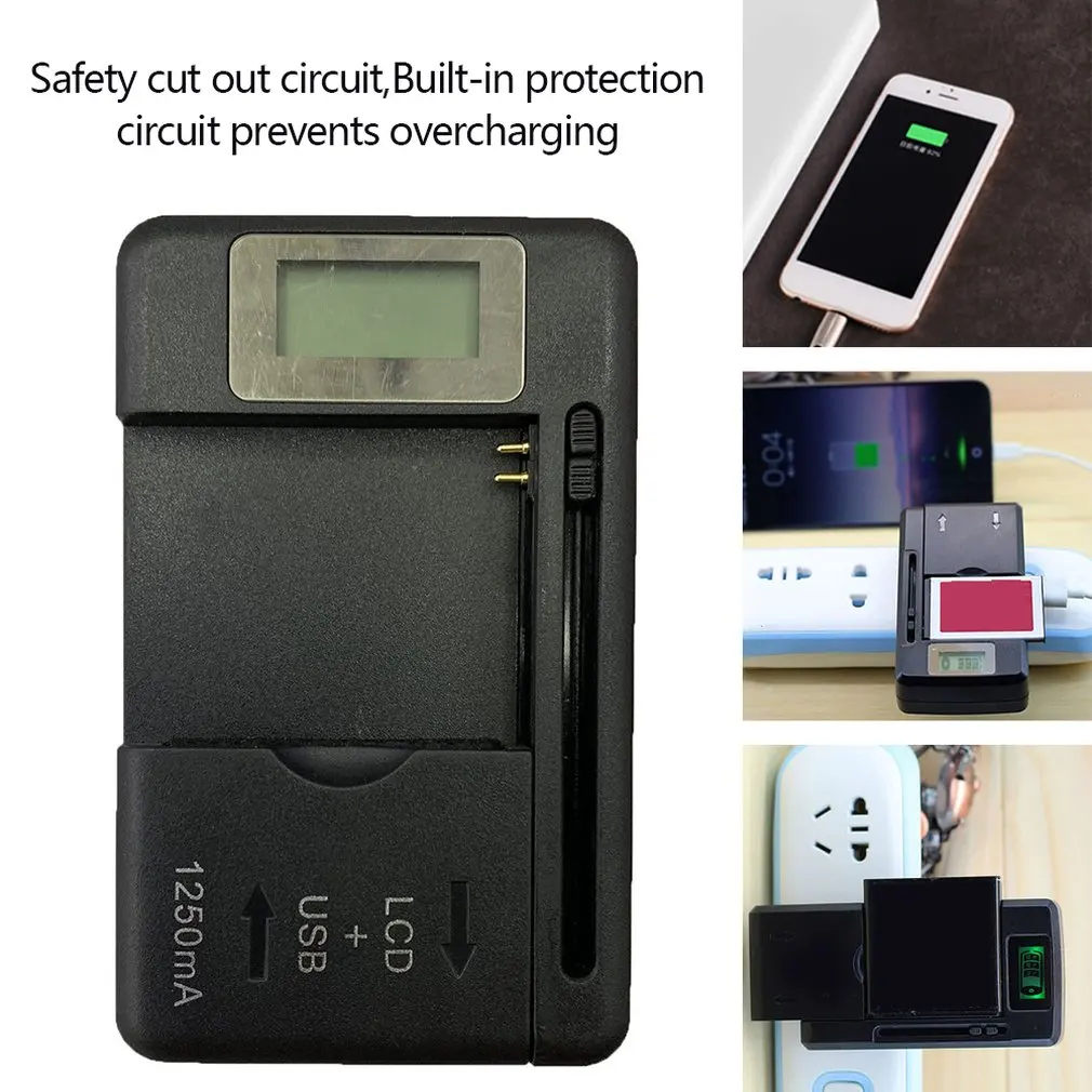 Универсальное зарядное устройство ЖК-экран индикатора для телефонов USB порт US Plug, подходит для многих других перезаряжаемых литий-ионных батарей