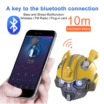 

Portable Bumblebee Helmet Bluetooth Wireless Mini Stereo Speaker FM Radio MP3 TF