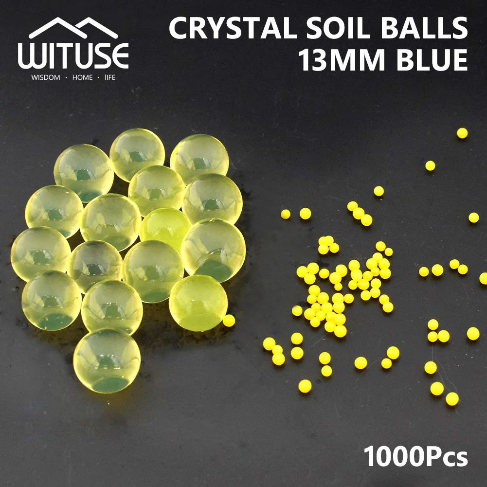 Yellow WITUSE, 1000 шт, 13-16 мм, жемчужные Кристальные Аква-почвы, гидрогелевые водяные бусинки, бусинки для выращивания грязи, волшебные желейные шарики, Цветочный декор - Color: Yellow