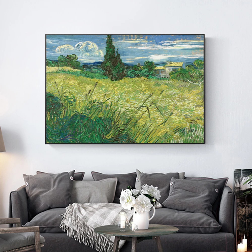 Artist Van Gogh Green Field Oil Painting on Canvas Posters and Prints Cuadros Wall Art For Home Decoration | Дом и сад