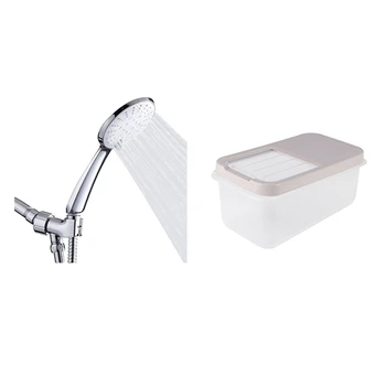 

Plastic Rice Bucket 10Kg Moisture-Proof Kitchen Transparent & Shower Head,Handheld Shower Head
