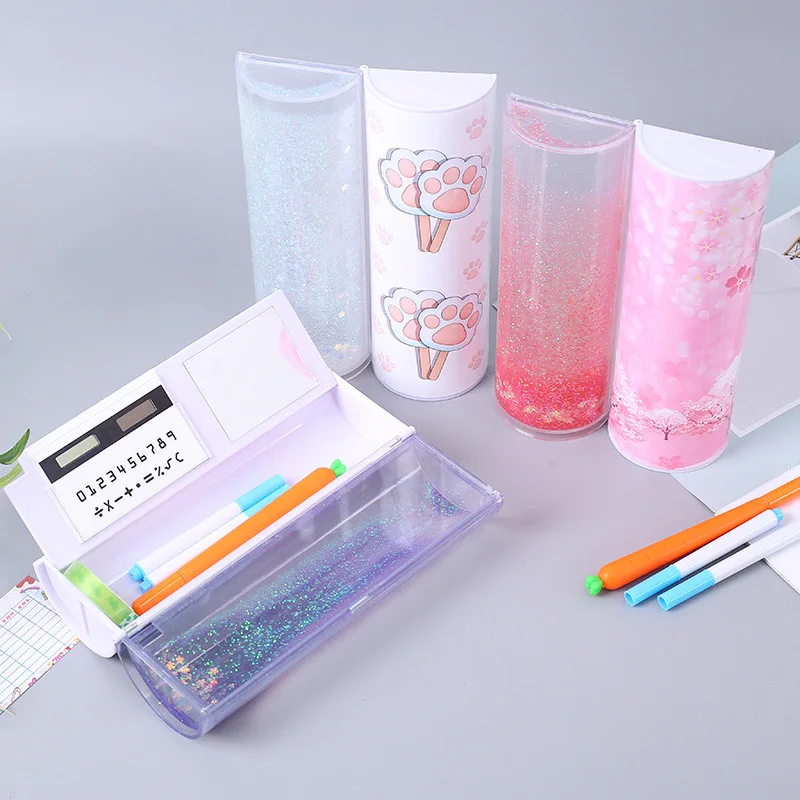 

Anime Unicorn Pencil Boxs Cute Quicksand Cartoon Pencil Case Kawaii Blue whale Pencilcase For Kid Girl Office School Supplies
