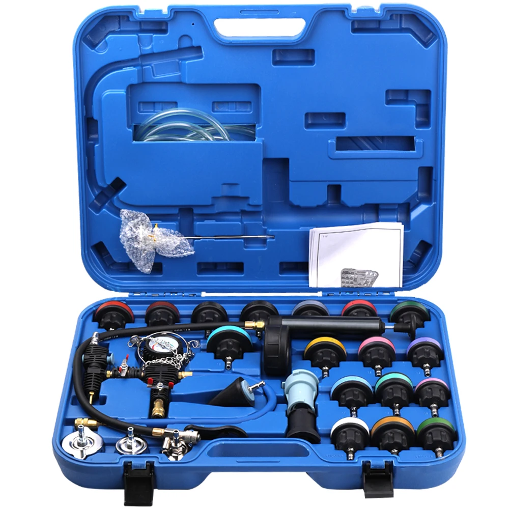 OUKANING New Universal 28pcs Radiator Pressure Tester and Vacuum Type Universal Cooling System Kit 