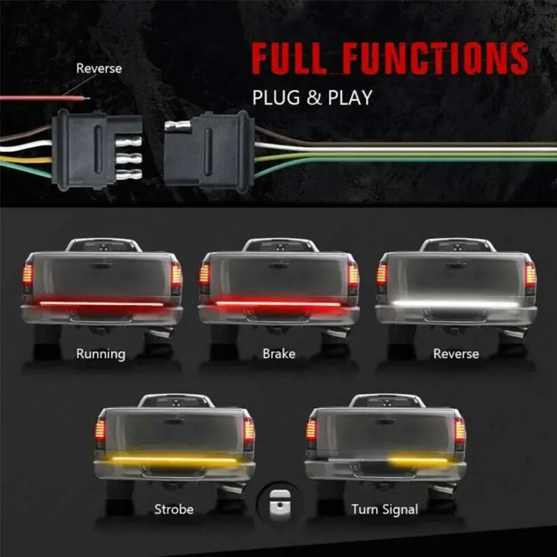 

60\" Tailgate LED Strip Bar Stop Brake Turn Signal Tail Light for Ford F150 28GC