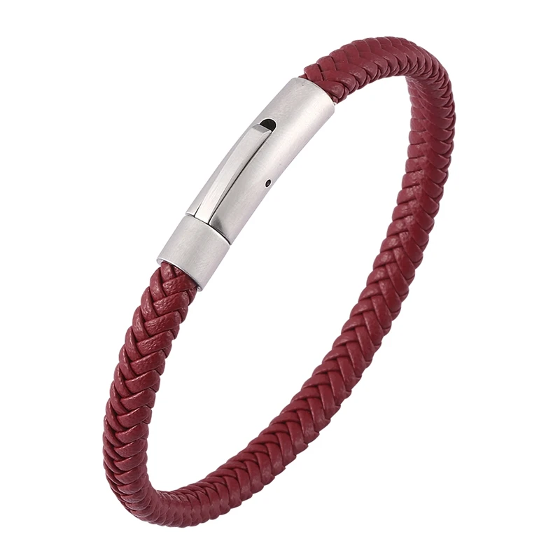 

Fashion Bracelet Men Leather Bracelets Simple Style Ladies Red Color Leather Bracelet for Women Accessories Jewelry BB0463