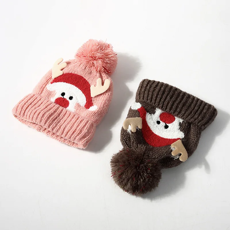 Children's Christmas hat fluffy warm thick 2-5 years old elk horn hat 5 colors can choose 2020 New Year Christmas gift
