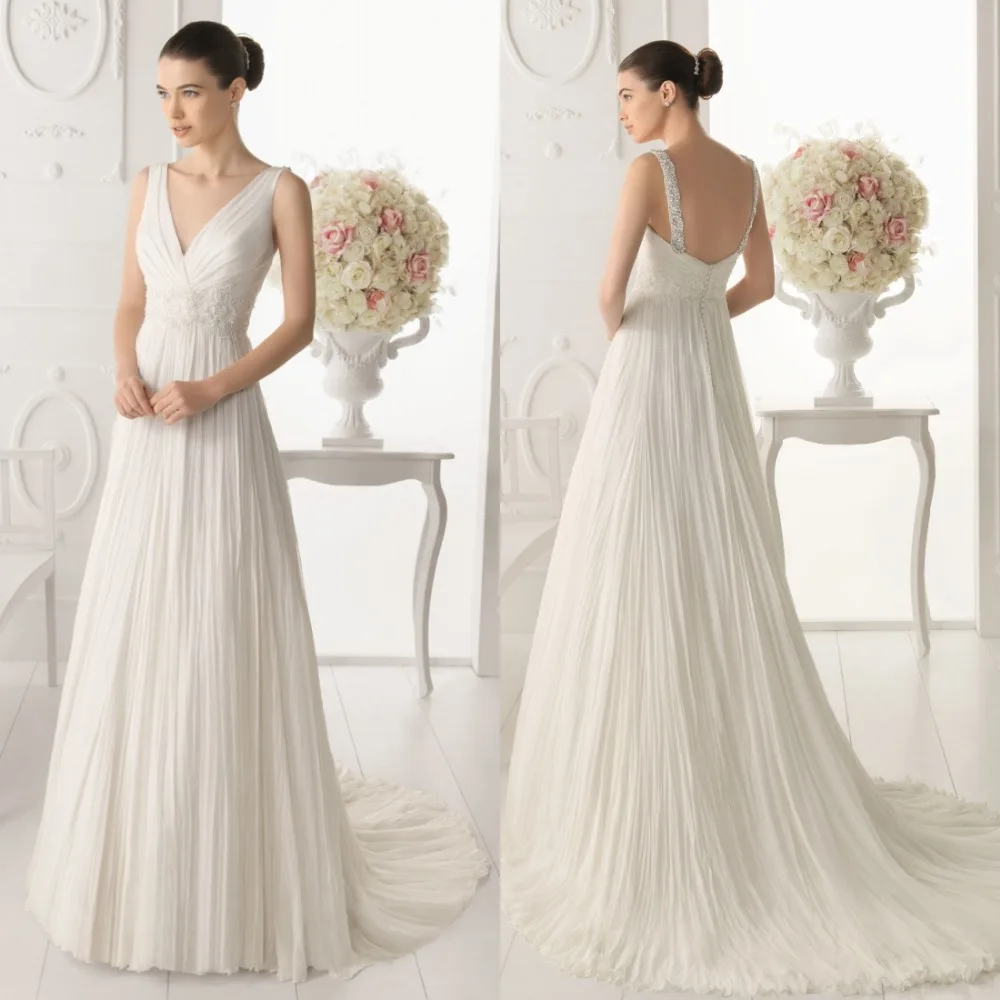 Nieuwe Mooie A-lijn V-hals Lange Wit Ivoor Trouwjurk Bruidsjurk Bandjes Bridal Wedding Gown Floor Lengte Backless Knop Nieuwe Mooie A-lijn V-hals Lange Wit Ivoor Trouwjurk Bruidsjurk Bandjes Bridal Wedding Gown Floor Lengte Backless Knop