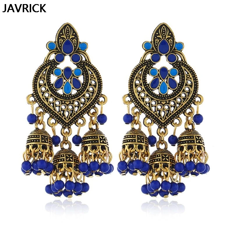 Ретро индийские болливудские кундан Jhumka Jhumki Висячие серьги цыганские модные