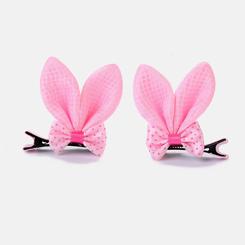 pink plaid 2 шт./компл. блестящими пайетками довольно заколки для волос для девочек цвета радуги с цветочным рисунком с блестками с украшением в виде кошачьих ушек зайчика заколка для волос аксессуары для волос - Цвет: pink plaid