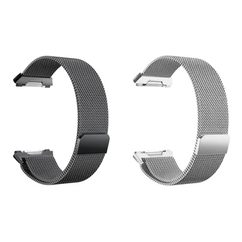 

2 Pcs for Fitbit Ionic Bands Large Replacement Magnetic Loop Strap Stainless Steel Wrist Band,Silver & Black