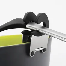 

1Pcs Cookware Side Clip Rest Holder Kitchen Tool stainless steel silicone Practical spoon spatula Pot Side Clamp Accessories