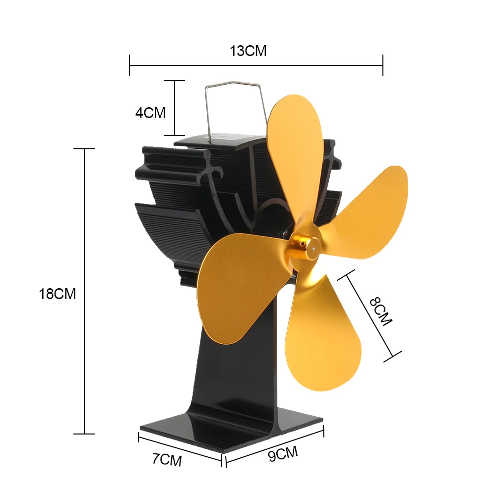 Efficient 4 Blade Heat Powered Stove Fan Log Wood Burner Eco Friendly Quiet Home Fireplace Fan Heat Distribution Fuel Saving