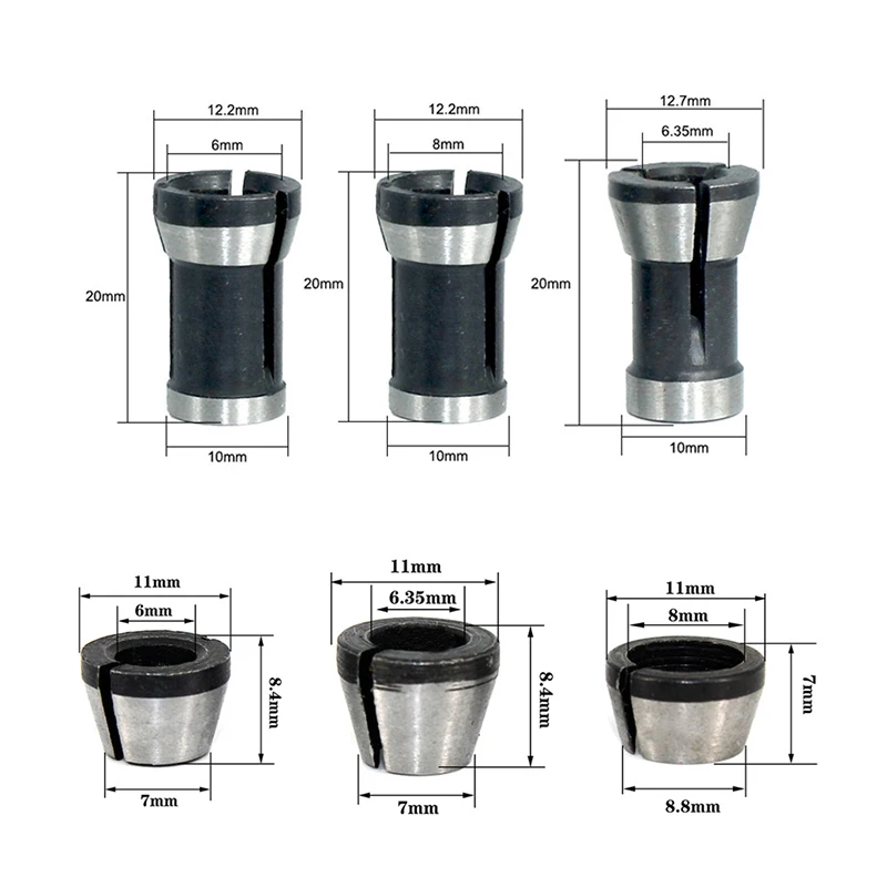 2 Stück Muttern,Collet Chuck,Spannzangen Adapter Hochwertiges,Spannzange ohne Spannmutter,Spannzange für Bakelit-Fräsmaschinen-Teile. Spannzangen Adapter,6 Stück 6 mm,6,35 mm,8 mm 2 Stück Muttern,Collet Chuck,Spannzangen Adapter Hochwertiges,Spannzange ohne Spannmutter,Spannzange für Bakelit-Fräsmaschinen-Teile. Spannzangen Adapter,6 Stück 6 mm,6,35 mm,8 mm