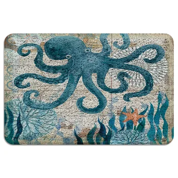 

Underwater World Octopus Door Mat Outdoor Wire Loop Footpad Carpet Hallway Kitchen Bath Rug Non-slip Entrance Doormat Home Decor