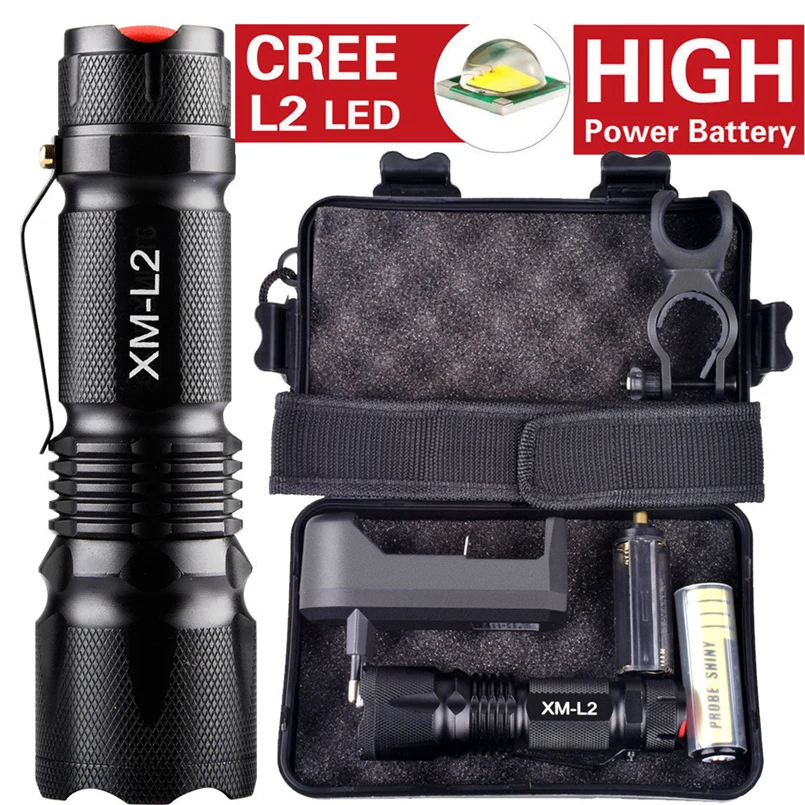 Searchlight flashlight set 10000LM X800 tactical military L2 LED flashlight gift set powerful bike light 18650 30D3 (2)