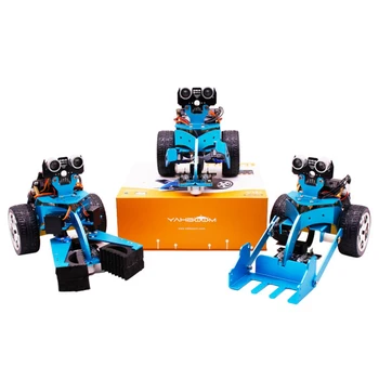 

3-in-1 Graphical Programmable Robot Car with Bluetooth IR and Tracking Module Aluminum Alloy Stem Steam Robot Car Toy for Micro