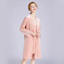 Кружевное женское сексуальное ночное белье халат-кимоно Свадебный мягкий халат Домашняя одежда ночная рубашка 2 шт. костюм для сна