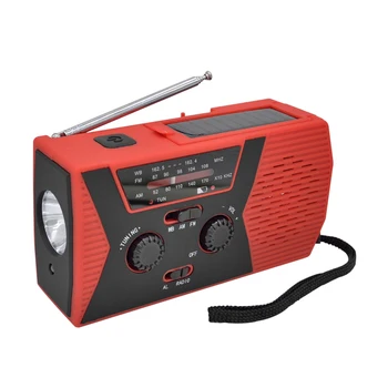 

Hand Crank Solar Emergency Radio AM/FM/NOAA Outdoor Alarm Radiogram Flashlight 2000mAh Power Bank 4 LED Light