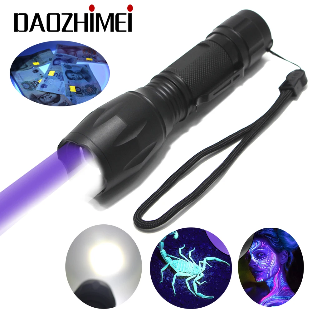 

2 in1 UV Flashlight LED lantern zoom Torch Ultraviolet Urine Detector Carpet Pet Urine Catch Scorpions For Safety UV Detection