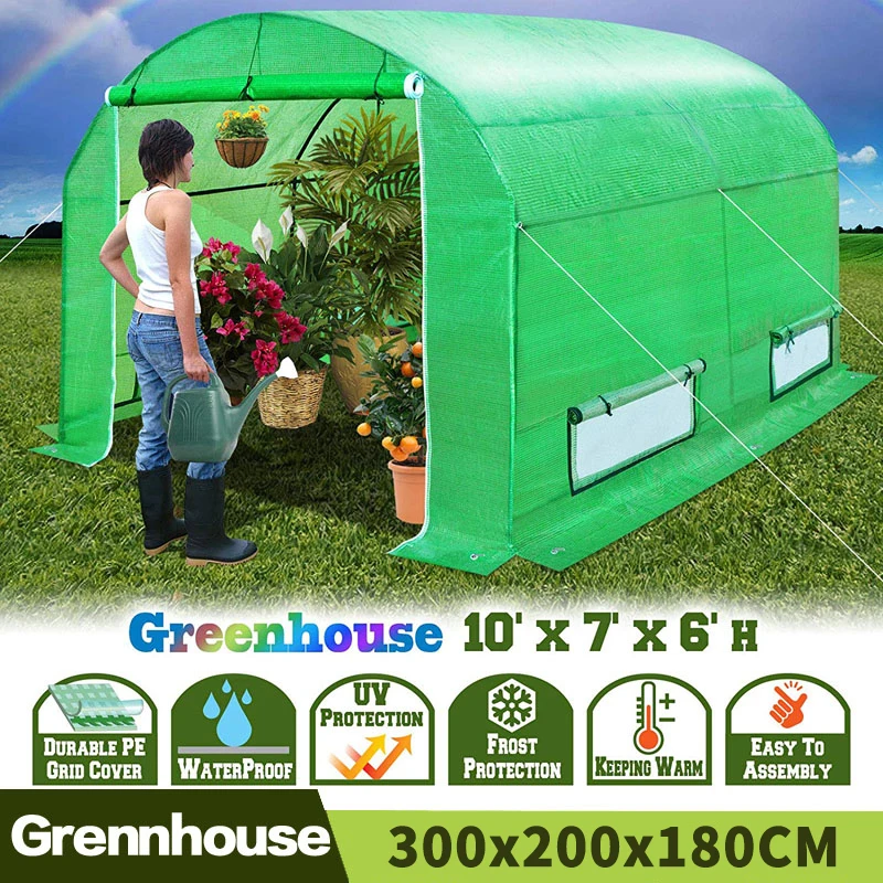 AULAYSED новая туннельная теплица 10 'x7'x6' Большая изоляция Садовый дом Прочный 2