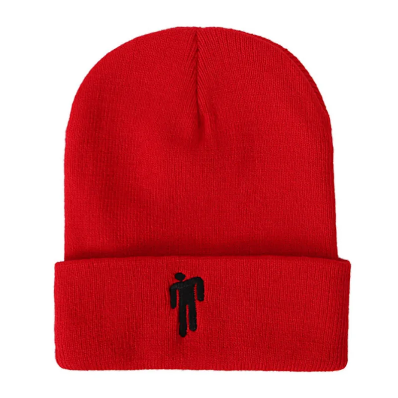 Красный Мужская кепка в стиле унисекс с вышивкой Skullies, зимняя, 19 цветов, теплая, эластичная, повседневная, мягкая, регулируемая, 1 шт., Удобная вязаная шапка - Цвет: Красный