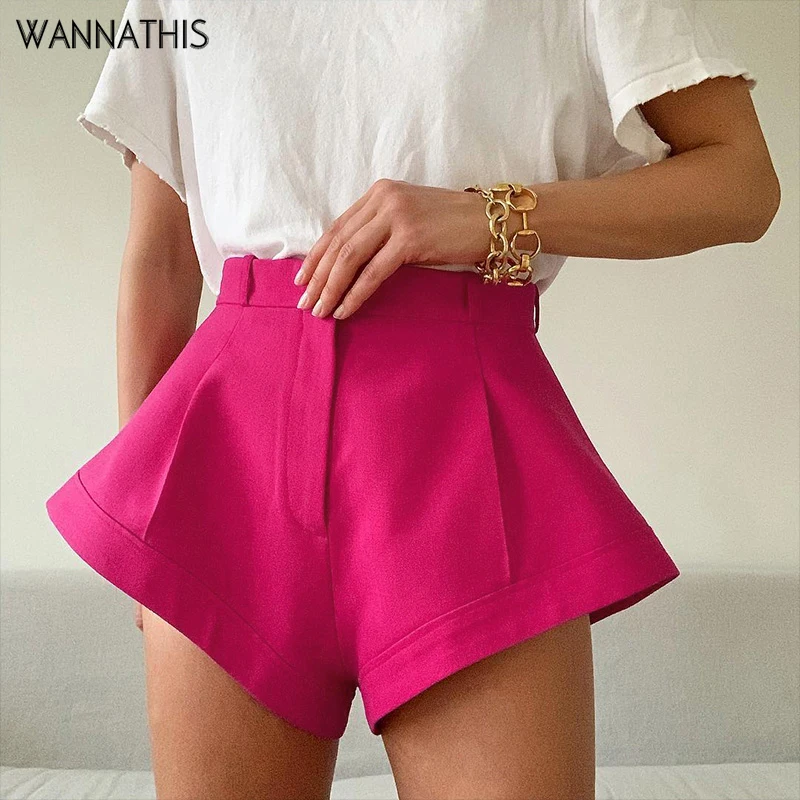 Женские свободные расклешенные шорты WannaThis летние повседневные однотонные