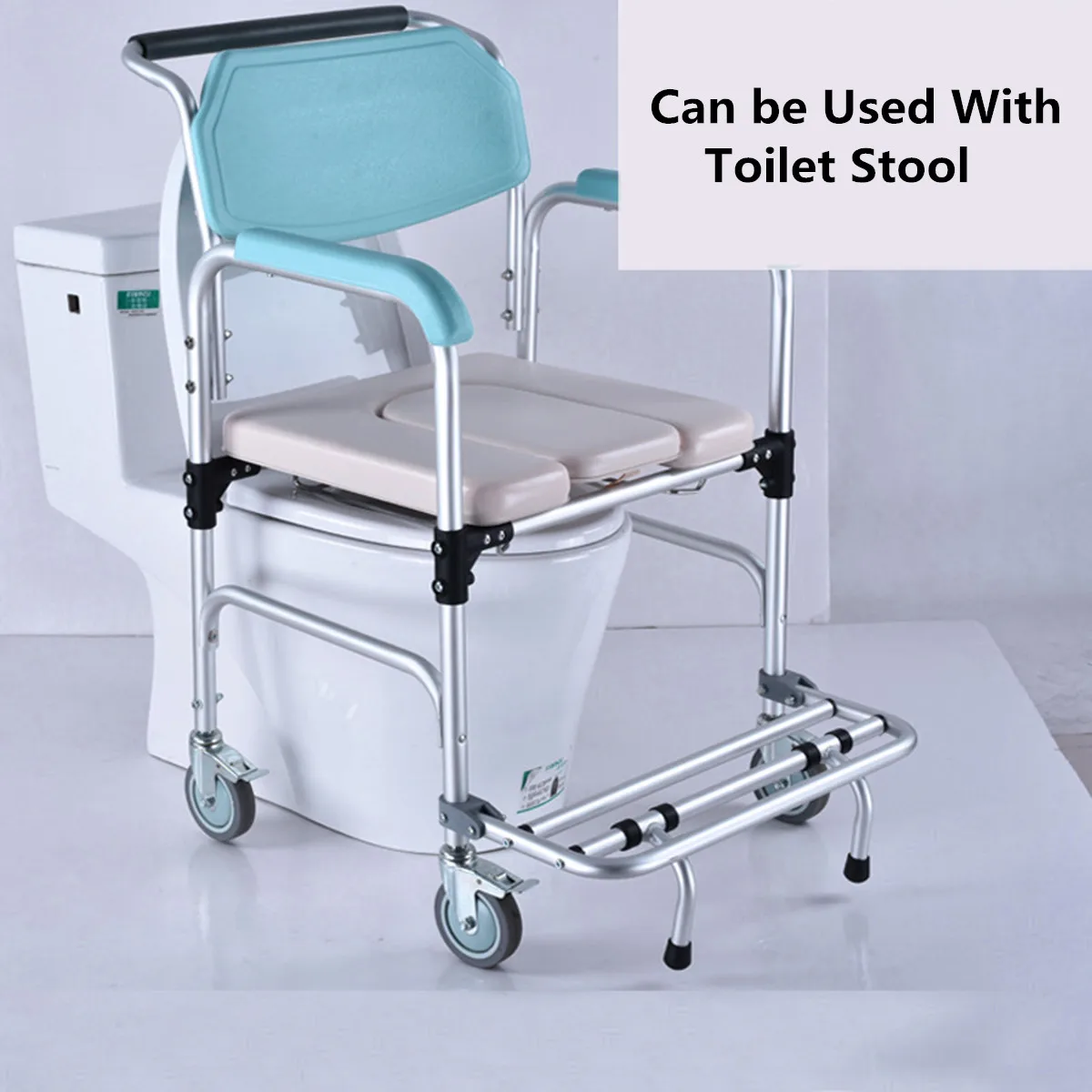 3 в 1 кресло-каталка с судном туалет душ сиденье горшок ванная комната кресло на колесиках легкий складной прочный водонепроницаемый мягкая подушка
