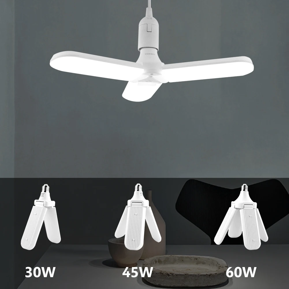 

Led Bulb 30/45/60W E27 Creative LED Lamp Ceiling Foldable Fan Blade Angle Fixture Adjustable Led Bulb for Home Garage Lighting