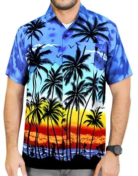 

Men Shirt Summer Fashion Men's Casual Button Print Beach Short Sleeve Quick Dry Top Blouse Hawaiian Shirt Mens Cotton
