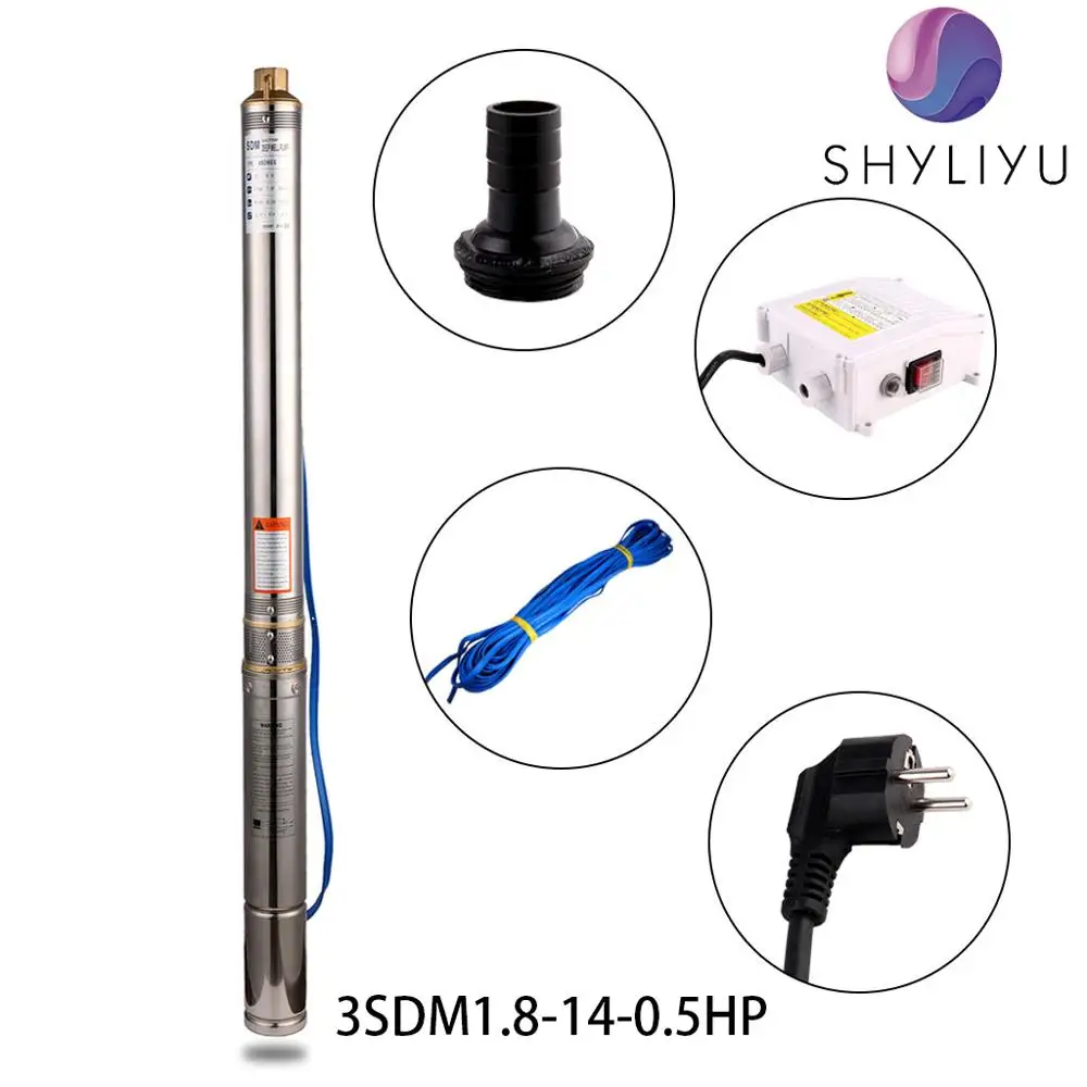 SHYLIYU 0.5hp 3 дюймовая труба погружной водяной насос 220V лифт головы 56 м 14GPM