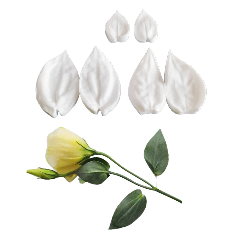 

NEW 6pcs/lot Large Eustoma Leaf Silicone Molds Press Gumpaste Fondant Cake Decorating Tools Candy Sugar Fondant Moulds M2401