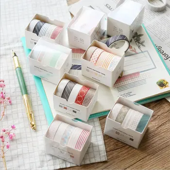 

5-Roll Packing Solid Color Base Graphics Series Adhesive Tape Tearable Diary PDA Practical Feature Decoration DIY