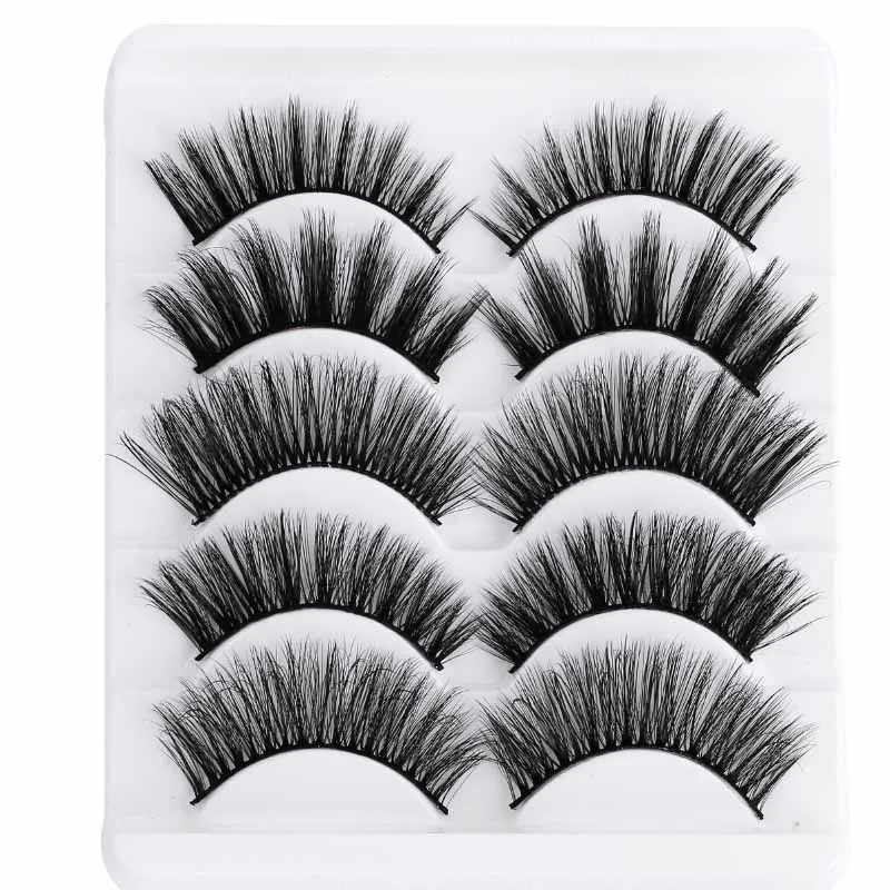 

5 Pairs 3D Mink Hair False Eyelashes Natural False Eyelashes Long Eyelashes Extension Faux False Lashes Lash Extension
