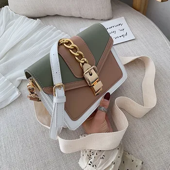 

Contrast color Leather Crossbody Bags For Women 2020 Fashion Simple Shoulder Messenger Bag Cross Body Bag purses and handbags