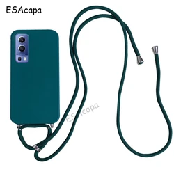 Versatile Crossbody Necklace Lanyard Silicone Matte Phone Case for VIVO S7E (Dark Green)