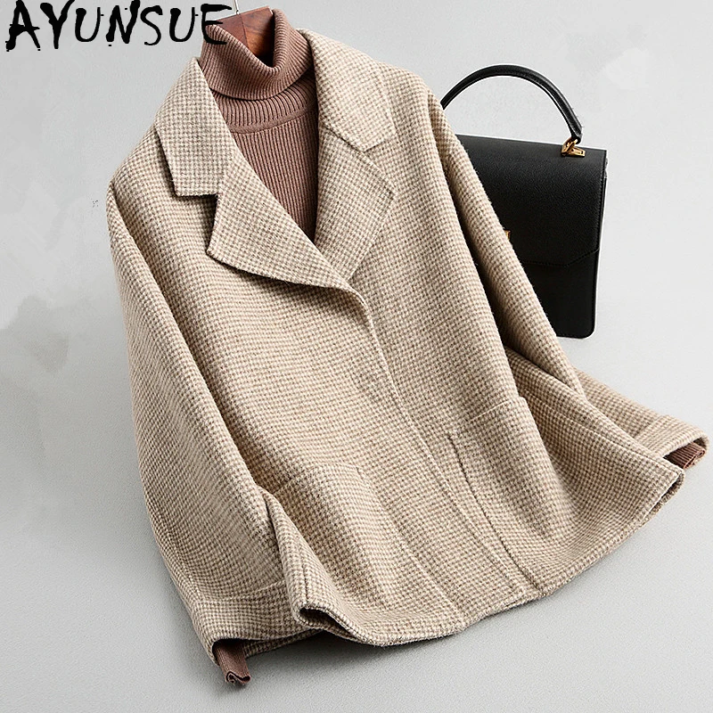

AYUNSUE Double Side Real Wool Coat Female Jacket 2019 Autumn Winter Jacket Women Woolen Coats Korean Outerwear Chaqueta Mujer MY