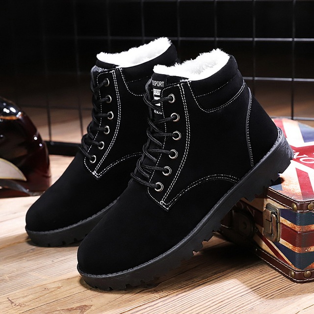 cotton winter ankle boots women shoes 2022 new arrival lace-up solid flock snow boots platform shoe woman sneaker plus size