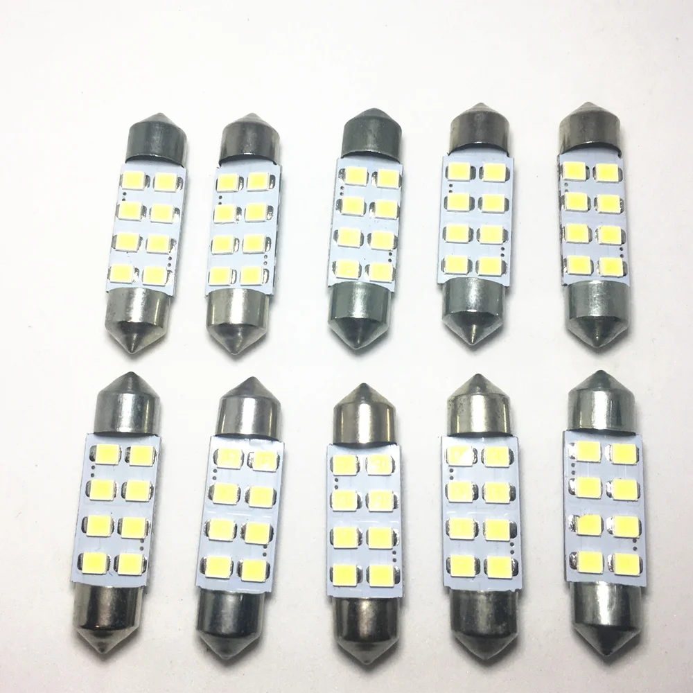 

10pcs Car Interior 31mm 36mm 39mm 41mm Dome Festoon Light 8SMD 1210 Festoon LED Super Bright Bulbs Lamp White Reading Bulb 12V