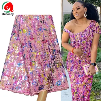 

NQ938 Lace fabric-2020 African Net Lace fabric wedding party Sequins velvet Embroidery Tulle Lace Popular design for Bride Star