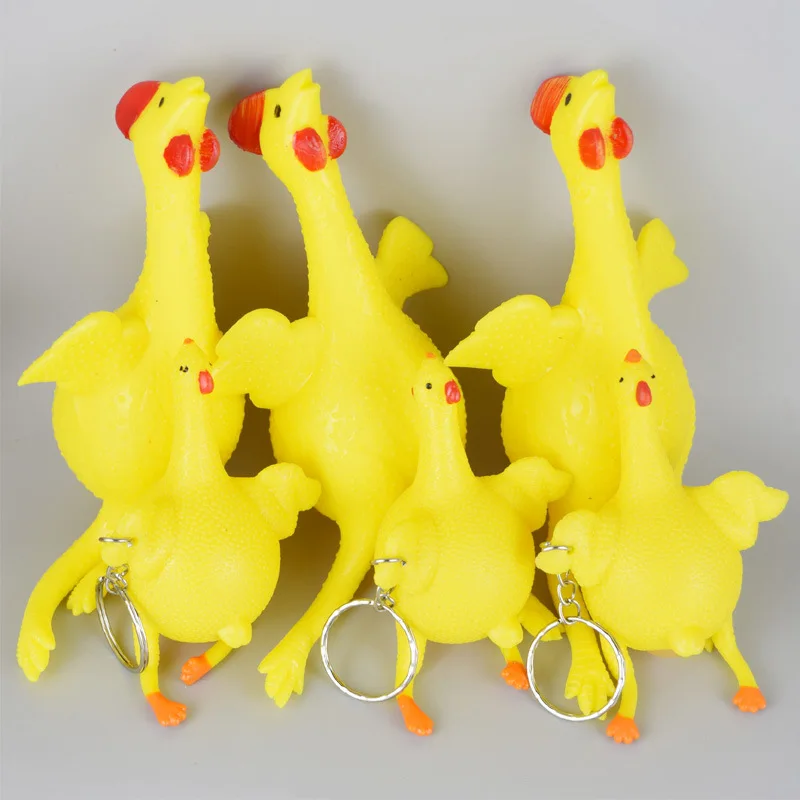 Creative Toy Mini Funny Vent Pinch Toys Lay Eggs Chicken Key Ring Rubber Rooster Tricky Joke Stress Reliever for Children | Игрушки и