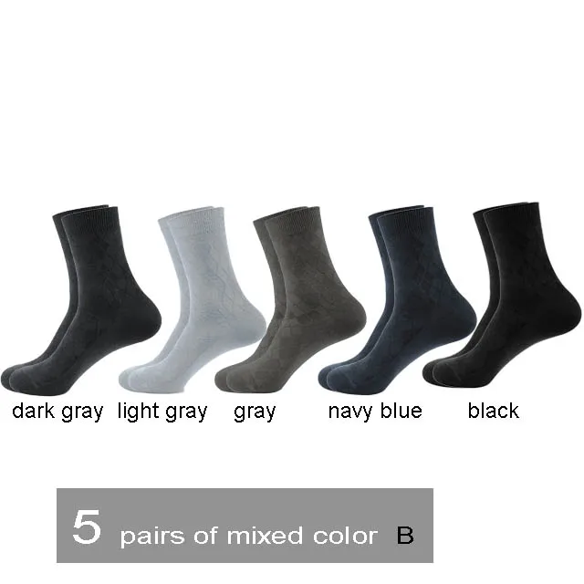 5 mix color B 10 шт. = 5 пар Осенние теплые мужские хлопковые носки полосатые носки с аргайкой повседневно-деловое платье длинные носки для мужчин подарки sox size39-45 - Цвет: 5 mix color B