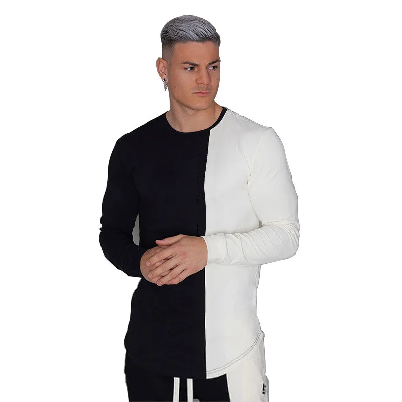 

2019 New Fashion Leisure T-Shirt Men Autumn New Long Sleeve O-Neck T Shirt Men Brand Clothing Fashion Patchwork Cotton Tee Tops