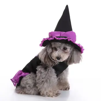 

Dog Cat Halloween Witch Costume,Pet Cosplay Costumes,Puppy Warm Outfits Fleece Hoodie Animal Autumn Winter Clothes